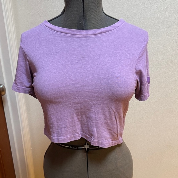 SET Active Lavender Short Sleeve Crop Top - Picture 1 of 5